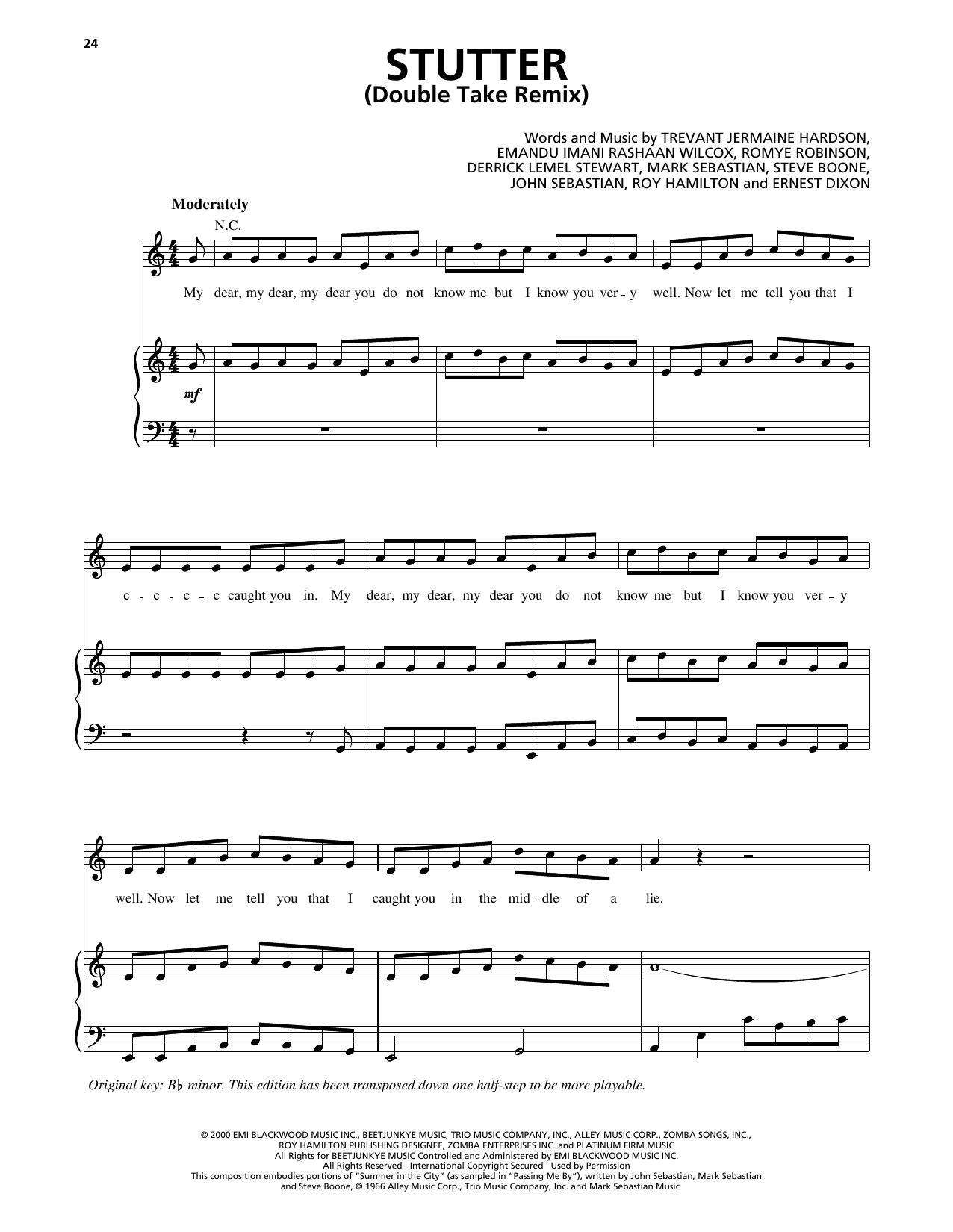 Joe Stutter (feat. Mystikal) (Double Take Remix) Sheet Music Notes & Chords for Piano, Vocal & Guitar Chords (Right-Hand Melody) - Download or Print PDF