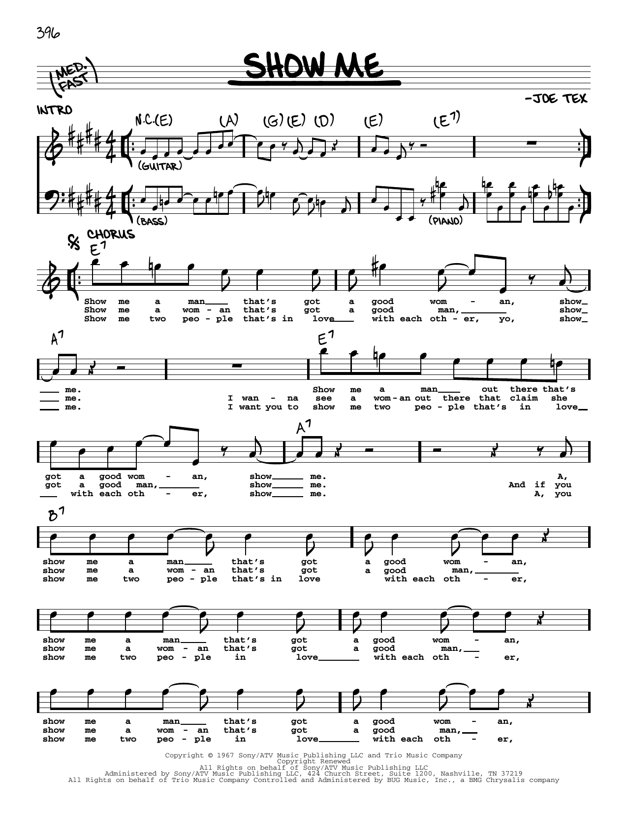 Joe Tex Show Me Sheet Music Notes & Chords for Real Book – Melody & Chords - Download or Print PDF