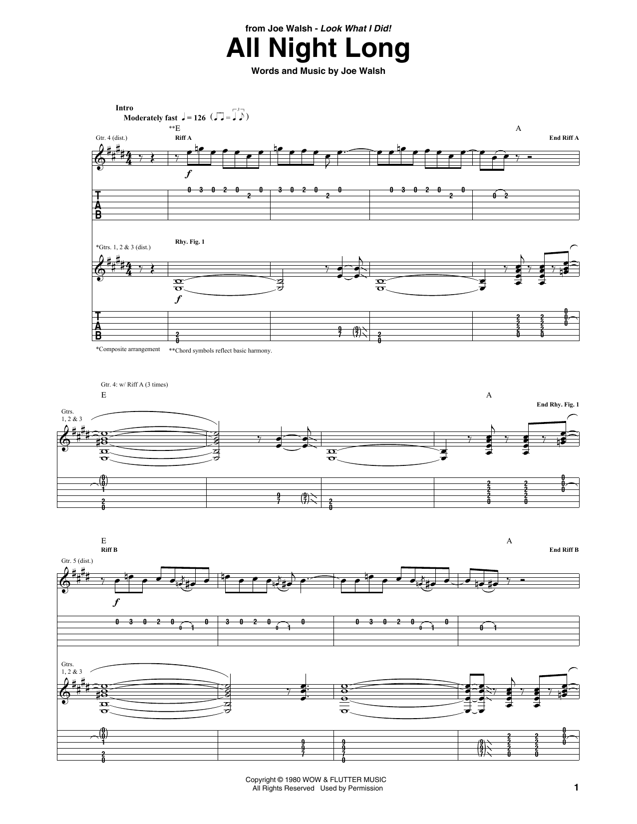 Joe Walsh All Night Long Sheet Music Notes & Chords for Guitar Tab - Download or Print PDF Joe Walsh All Night Long Sheet Music Notes & Chords for Guitar Tab - Download or Print PDF