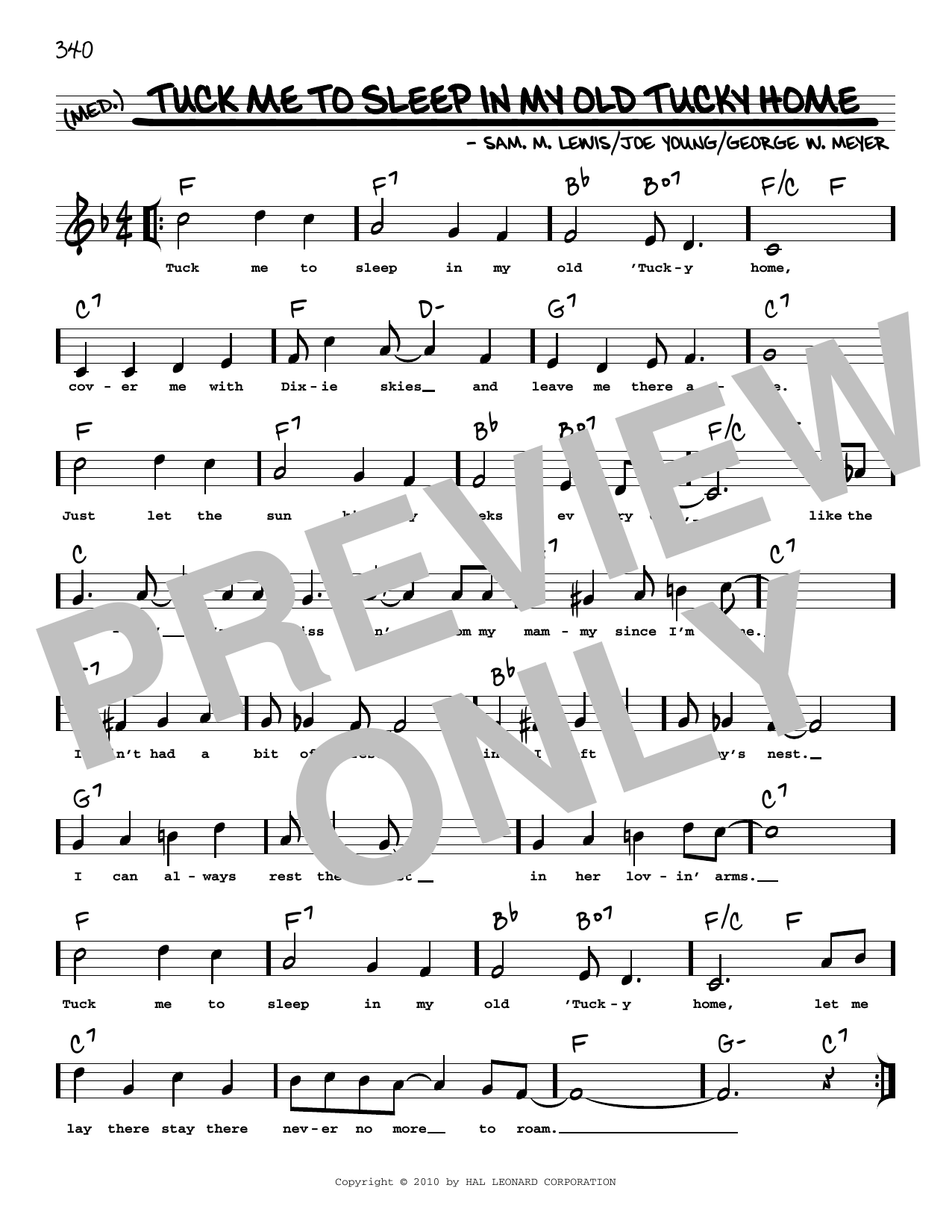 Joe Young Tuck Me To Sleep In My Old Tucky Home (arr. Robert Rawlins) Sheet Music Notes & Chords for Real Book – Melody, Lyrics & Chords - Download or Print PDF