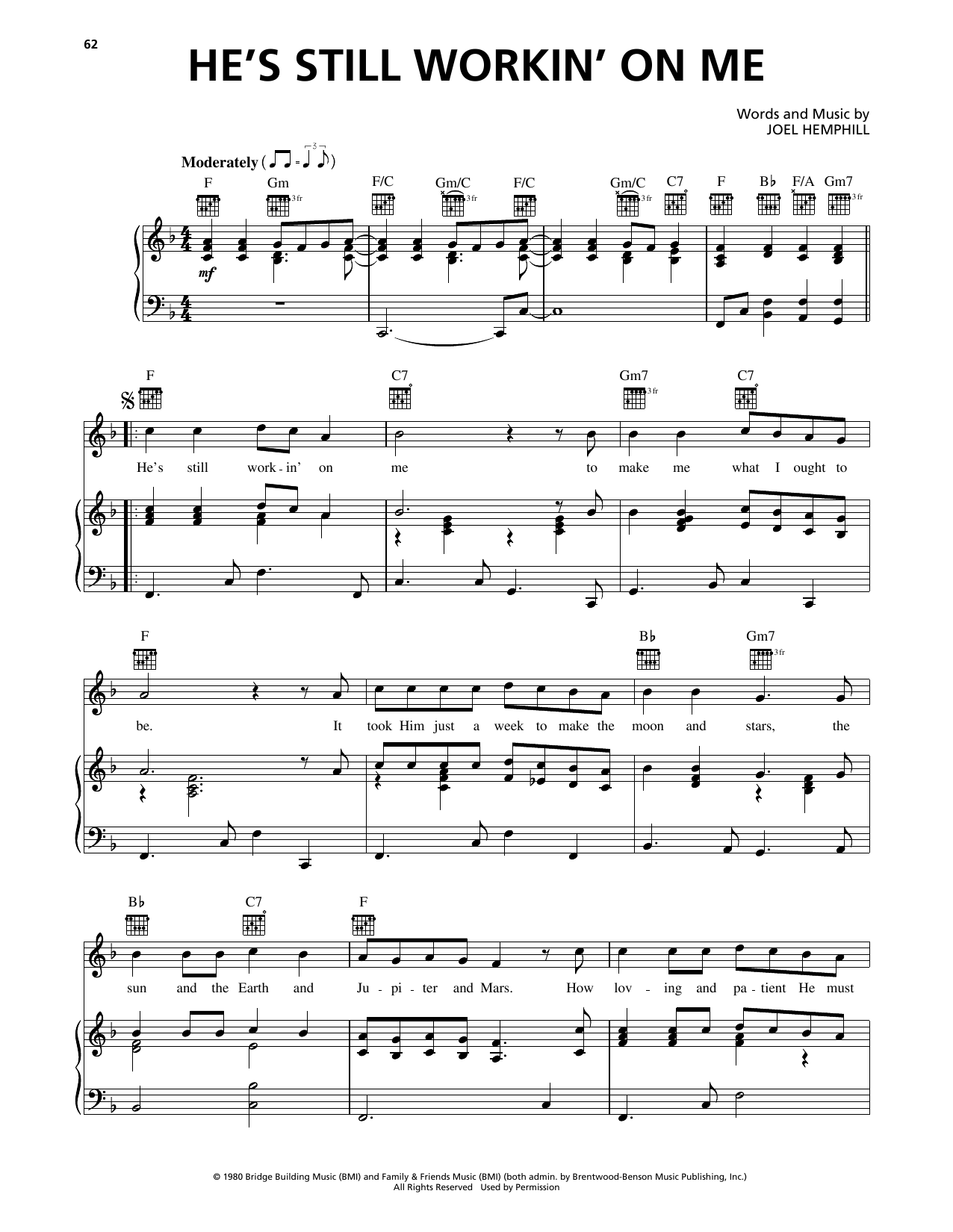 Joel Hemphill He's Still Workin' On Me Sheet Music Notes & Chords for Piano, Vocal & Guitar Chords (Right-Hand Melody) - Download or Print PDF Joel Hemphill He's Still Workin' On Me Sheet Music Notes & Chords for Piano, Vocal & Guitar Chords (Right-Hand Melody) - Download or Print PDF