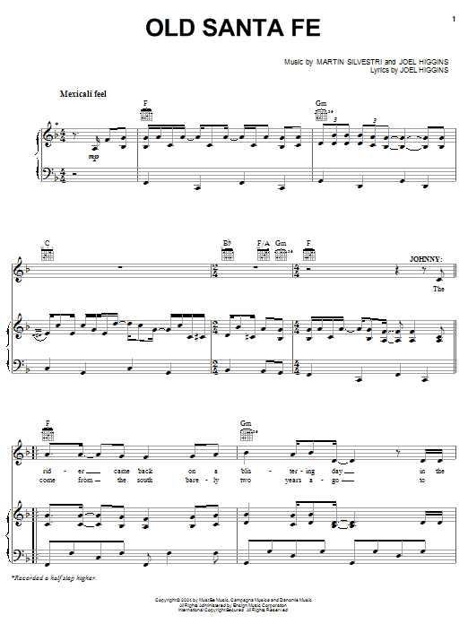 Joel Higgins Old Santa Fe Sheet Music Notes & Chords for Piano, Vocal & Guitar (Right-Hand Melody) - Download or Print PDF