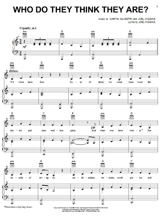 Joel Higgins Who Do They Think They Are? Sheet Music Notes & Chords for Piano, Vocal & Guitar (Right-Hand Melody) - Download or Print PDF
