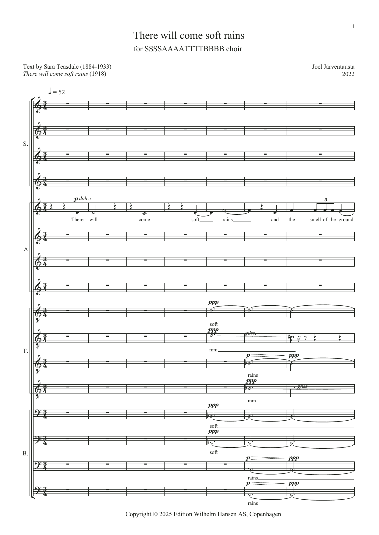 Joel Järventausta There will come soft rains Sheet Music Notes & Chords for SATB divisi Choir - Download or Print PDF Joel Järventausta There will come soft rains Sheet Music Notes & Chords for SATB divisi Choir - Download or Print PDF