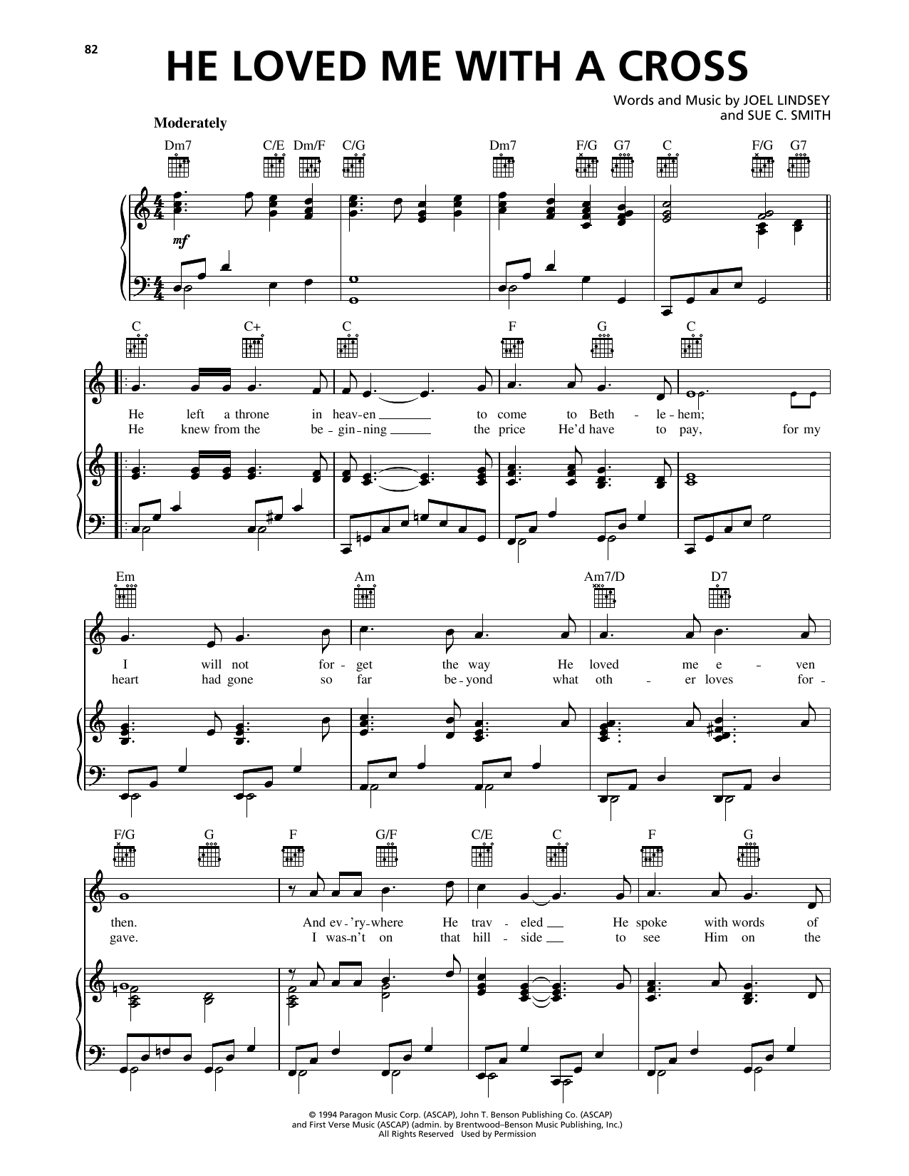 Joel Lindsey He Loved Me With A Cross Sheet Music Notes & Chords for Piano, Vocal & Guitar Chords (Right-Hand Melody) - Download or Print PDF