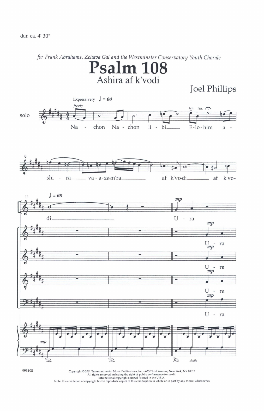 Joel Phillips Psalm 108 (Ashira Af K'vodi) Sheet Music Notes & Chords for SATB Choir - Download or Print PDF