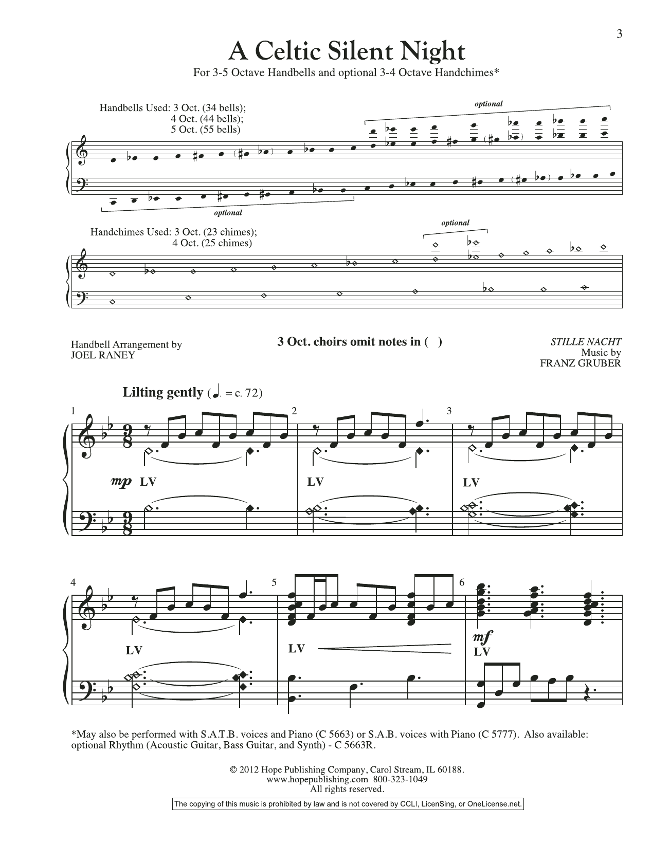 Joel Raney A Celtic Silent Night - Handbells Sheet Music Notes & Chords for Choir Instrumental Pak - Download or Print PDF