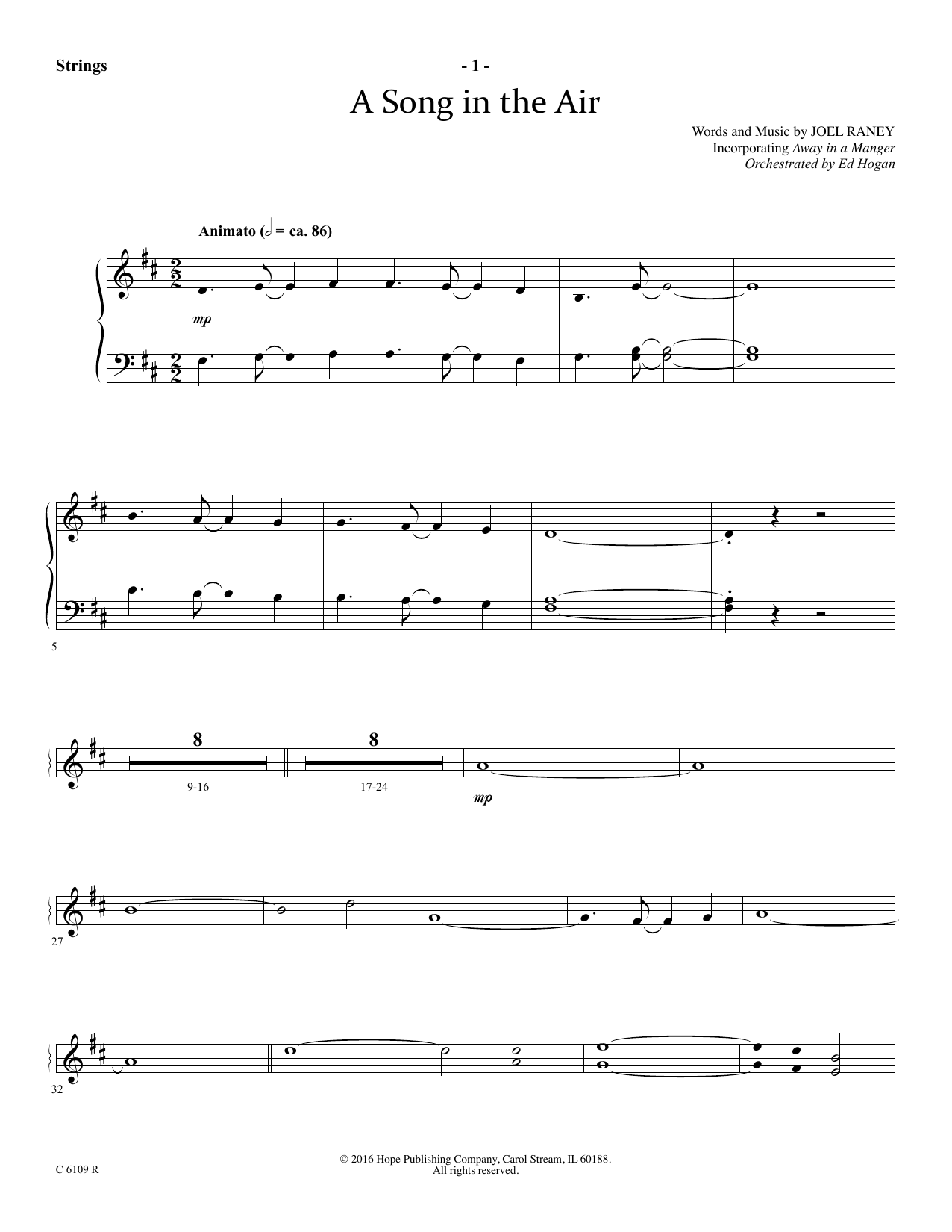 Joel Raney A Song In The Air - Keyboard String Reduction Sheet Music Notes & Chords for Choir Instrumental Pak - Download or Print PDF