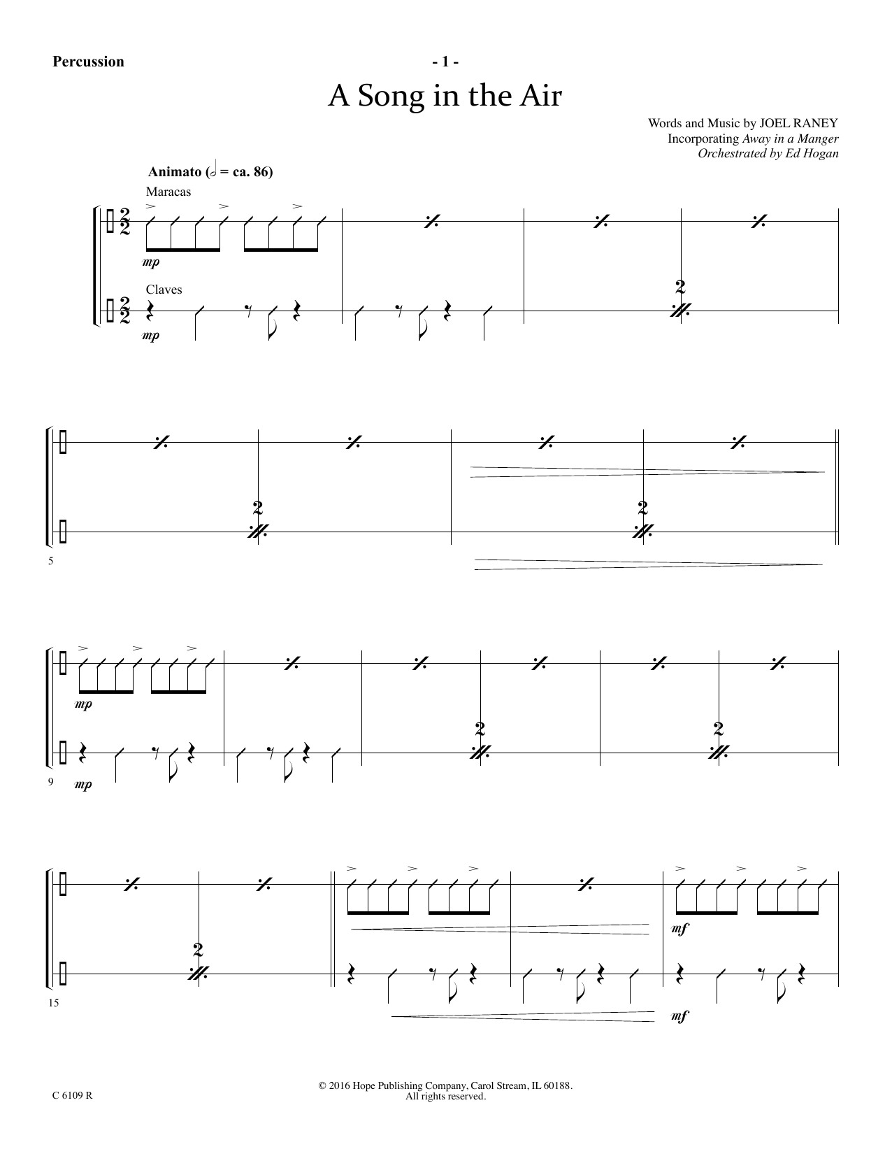 Joel Raney A Song In The Air - Percussion Sheet Music Notes & Chords for Choir Instrumental Pak - Download or Print PDF