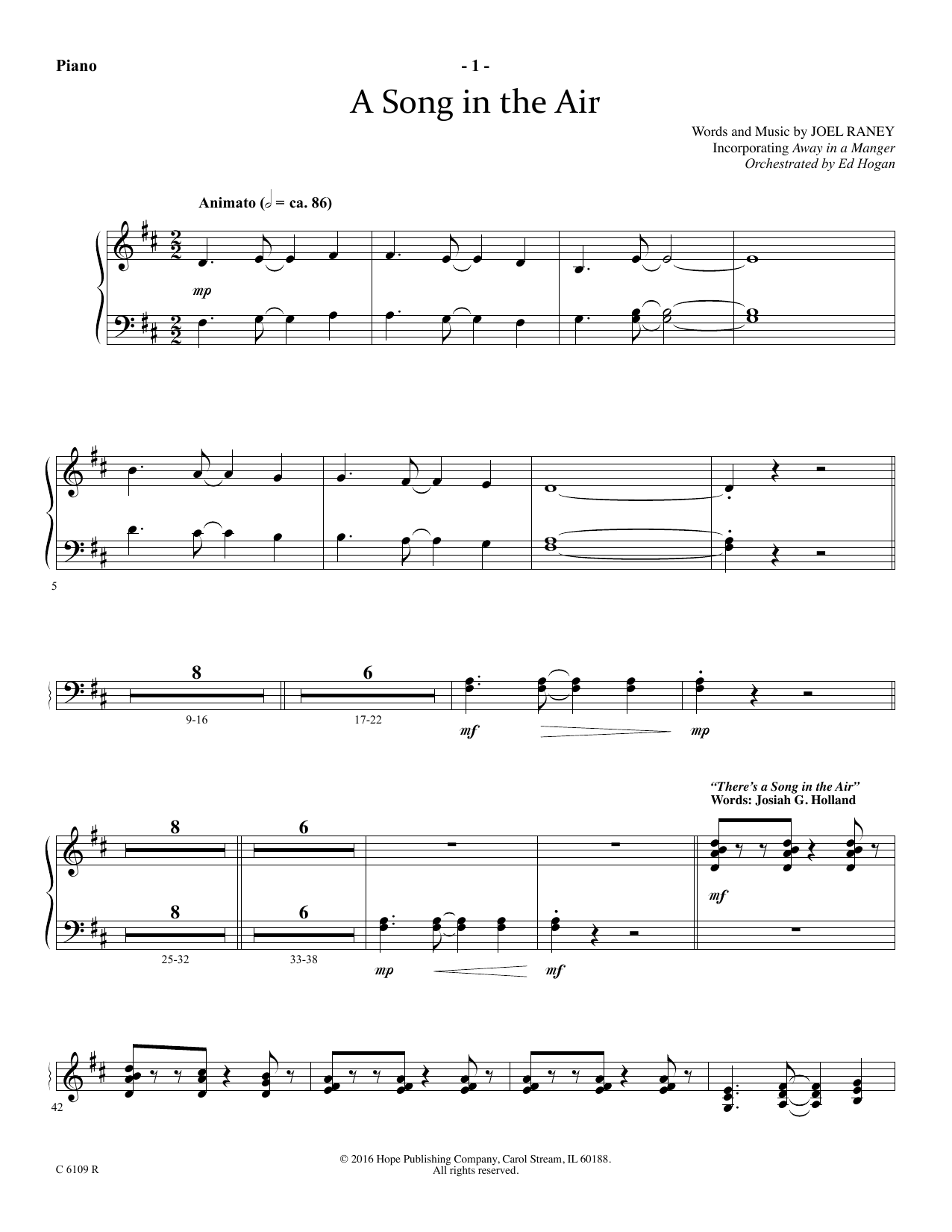 Joel Raney A Song In The Air - Piano Sheet Music Notes & Chords for Choir Instrumental Pak - Download or Print PDF