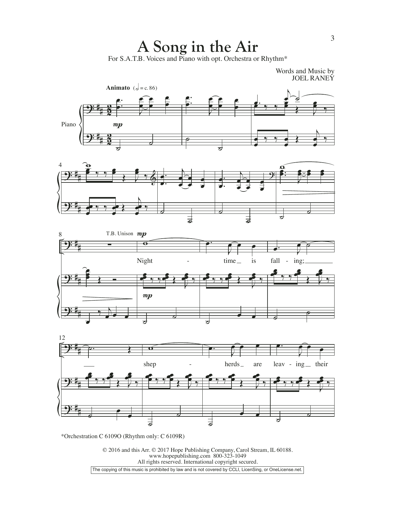 Joel Raney A Song In The Air Sheet Music Notes & Chords for Choir - Download or Print PDF