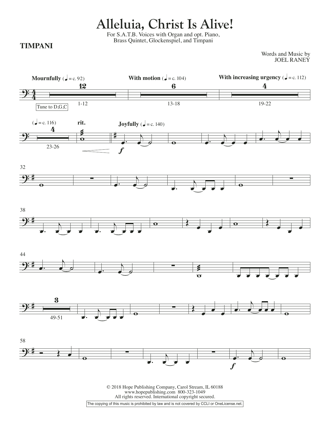 Joel Raney Alleluia, Christ Is Alive! - Timpani Sheet Music Notes & Chords for Choir Instrumental Pak - Download or Print PDF