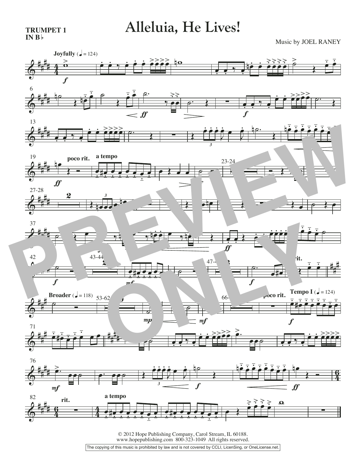 Joel Raney Alleluia, He Lives - Trumpet 1 Sheet Music Notes & Chords for Choir Instrumental Pak - Download or Print PDF