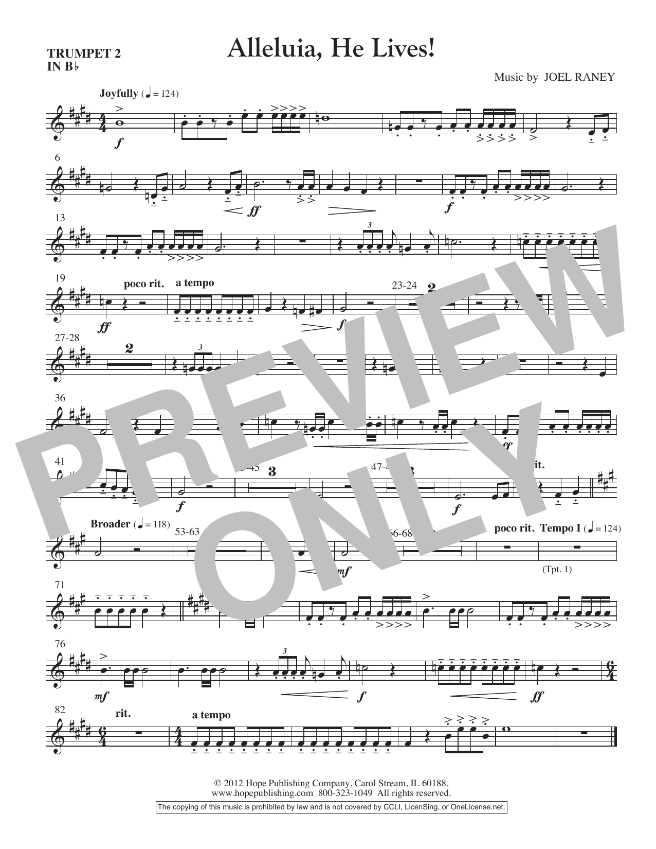 Joel Raney Alleluia, He Lives - Trumpet 2 Sheet Music Notes & Chords for Choir Instrumental Pak - Download or Print PDF
