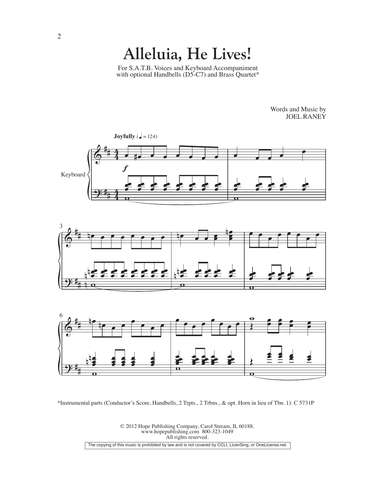 Joel Raney Alleluia, He Lives Sheet Music Notes & Chords for Choral - Download or Print PDF