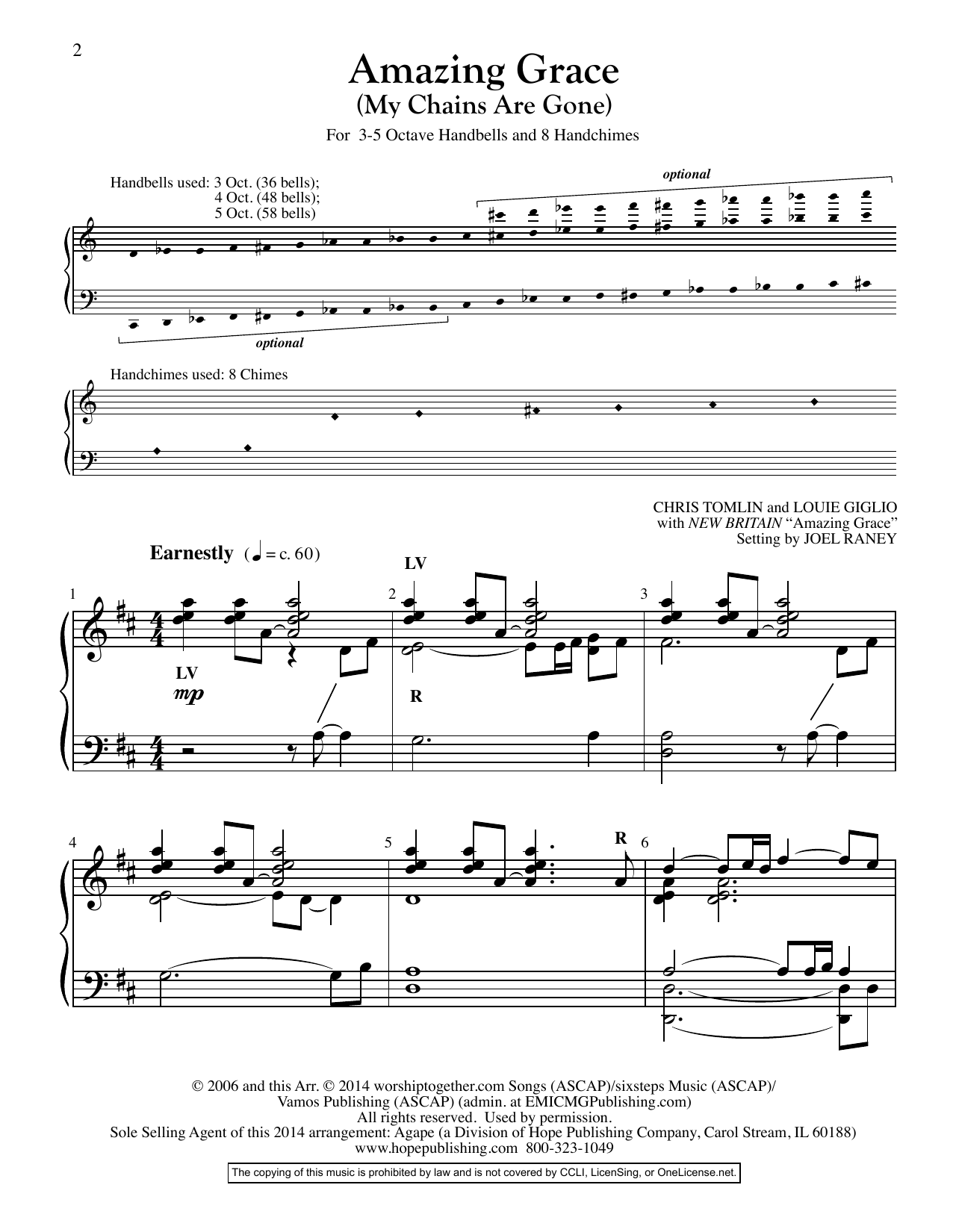 Joel Raney Amazing Grace (My Chains Are Gone) - Handbells Sheet Music Notes & Chords for Choir Instrumental Pak - Download or Print PDF