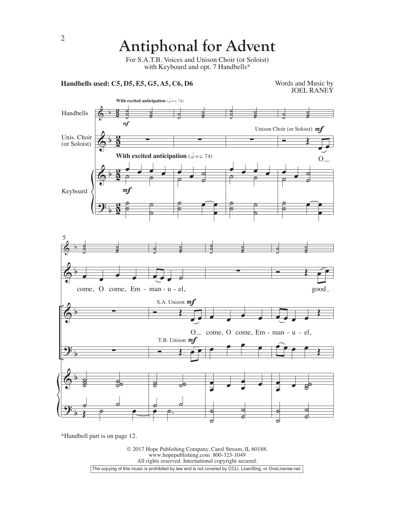 Joel Raney Antiphonal For Advent Sheet Music Notes & Chords for Choir - Download or Print PDF