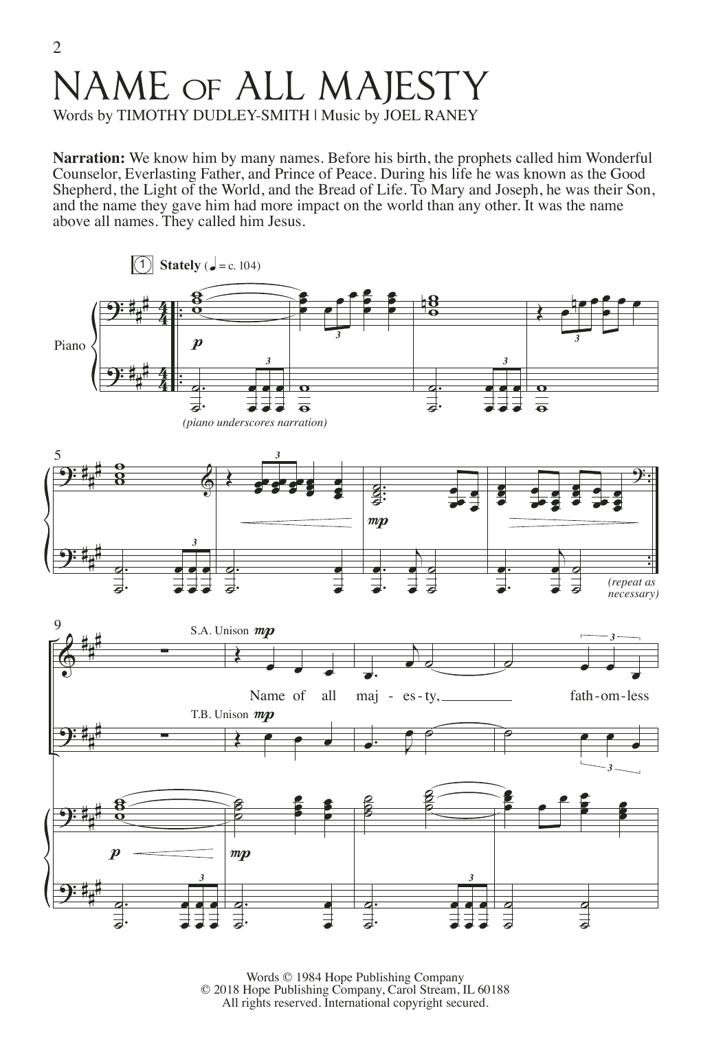 Joel Raney At His Name Sheet Music Notes & Chords for Choir - Download or Print PDF