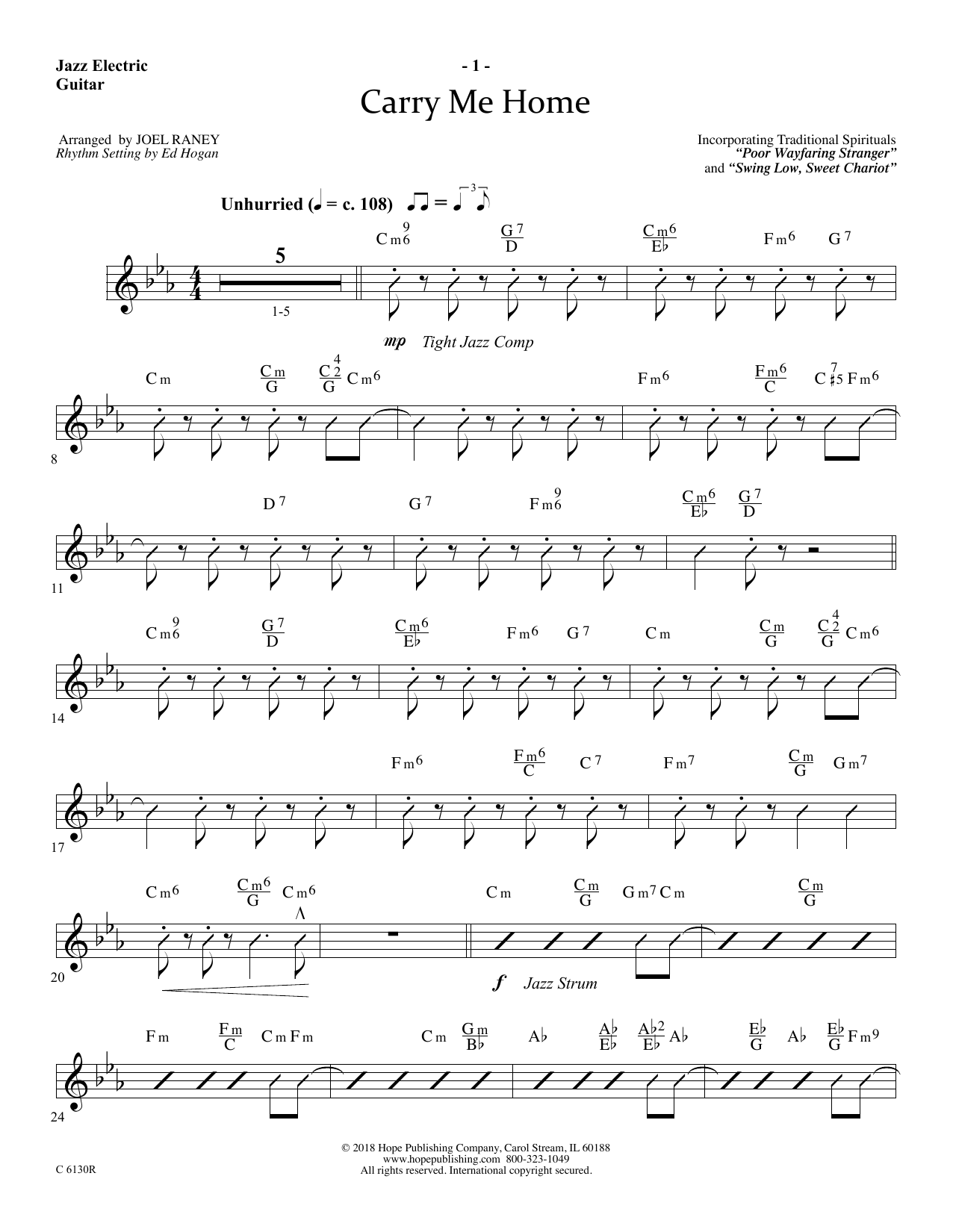 Joel Raney Carry Me Home - Electric Guitar Sheet Music Notes & Chords for Choir Instrumental Pak - Download or Print PDF