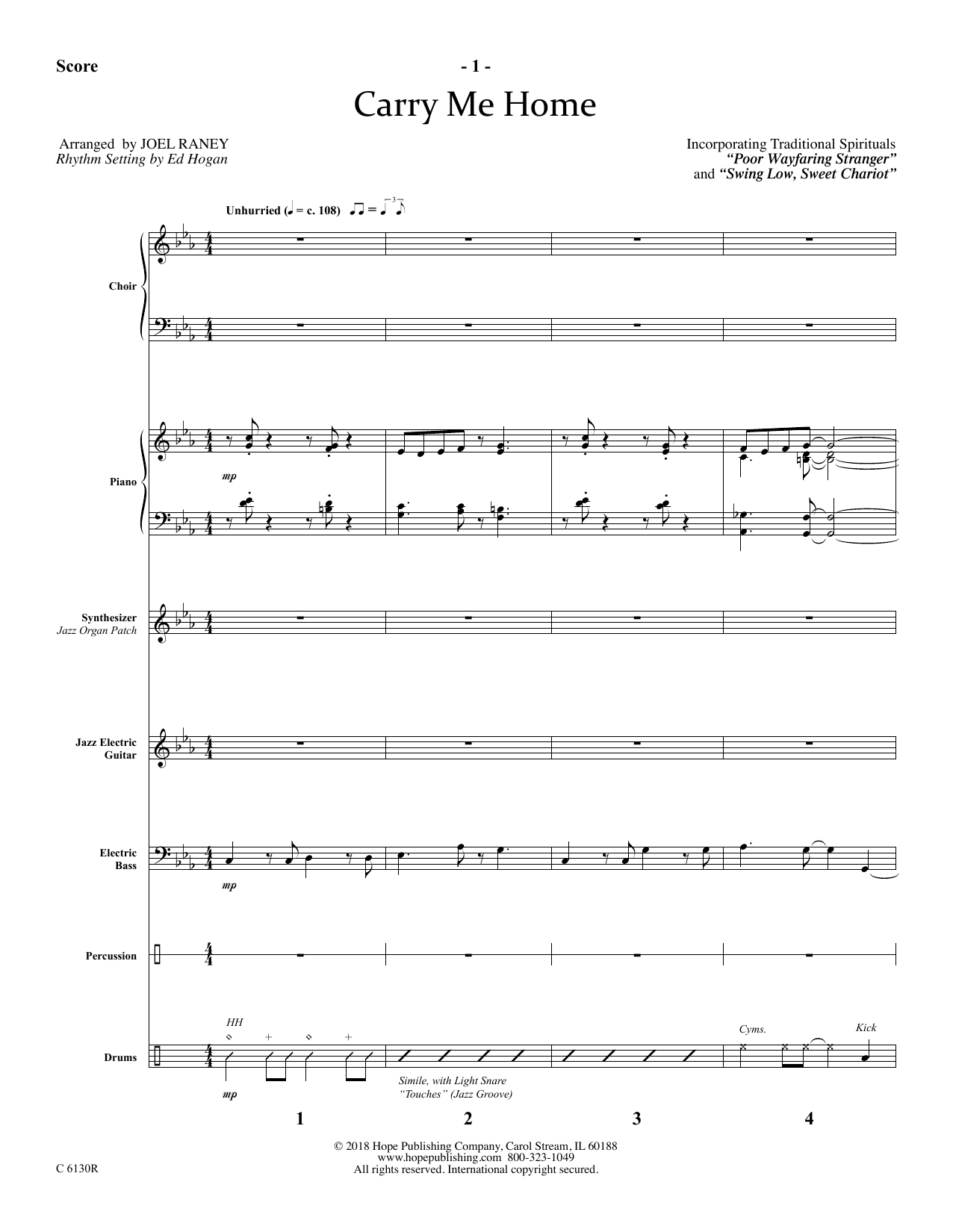 Joel Raney Carry Me Home - Full Score Sheet Music Notes & Chords for Choir Instrumental Pak - Download or Print PDF