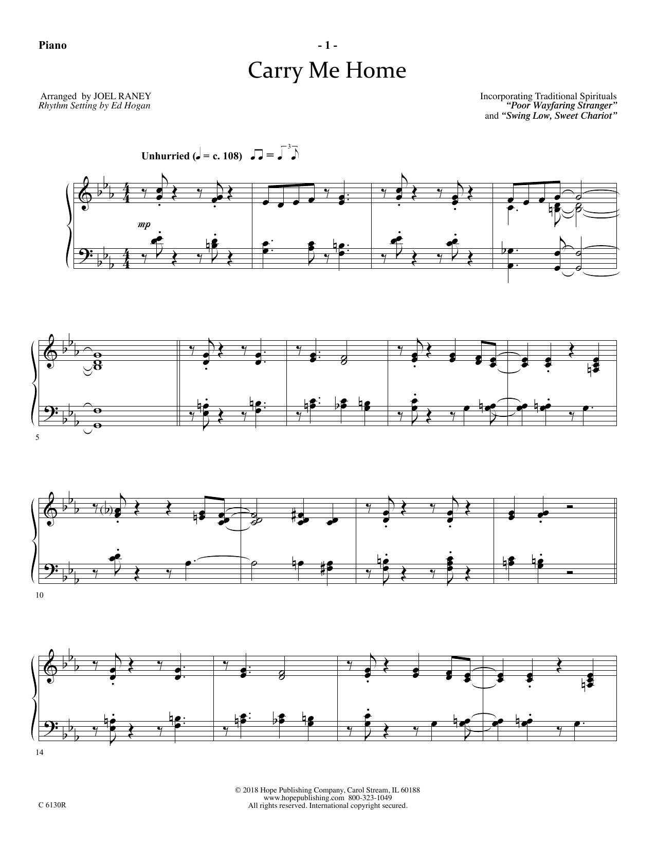 Joel Raney Carry Me Home - Piano Sheet Music Notes & Chords for Choir Instrumental Pak - Download or Print PDF