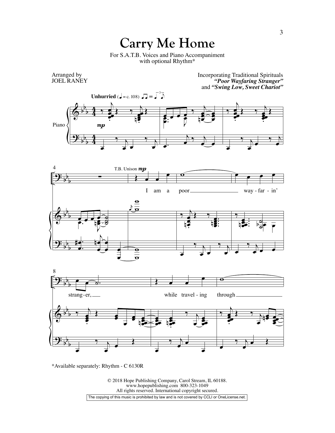 Joel Raney Carry Me Home Sheet Music Notes & Chords for Choral - Download or Print PDF