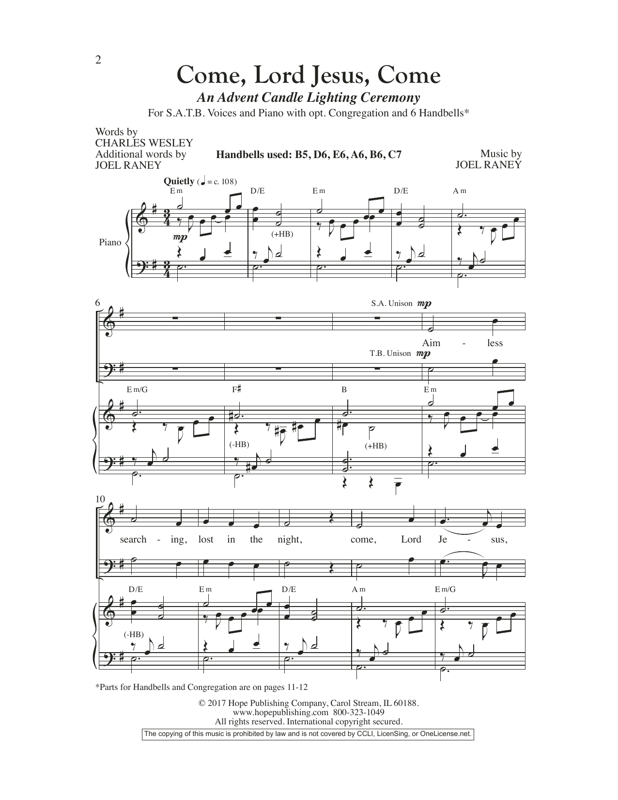Joel Raney Come, Lord Jesus, Come Sheet Music Notes & Chords for Choir - Download or Print PDF