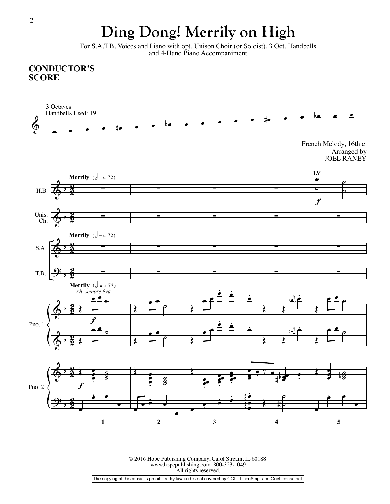 Joel Raney Ding Dong! Merrily On High - Full Score Sheet Music Notes & Chords for Choir Instrumental Pak - Download or Print PDF