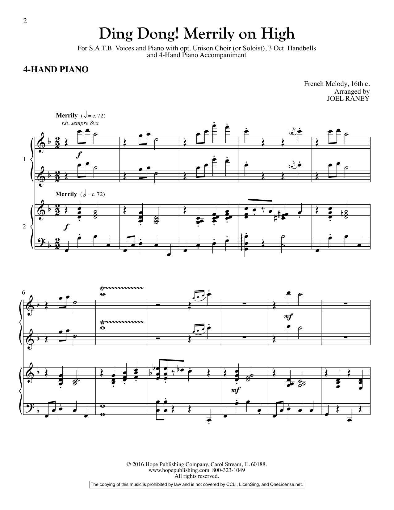 Joel Raney Ding Dong! Merrily On High - Piano Accompaniment Sheet Music Notes & Chords for Choir Instrumental Pak - Download or Print PDF