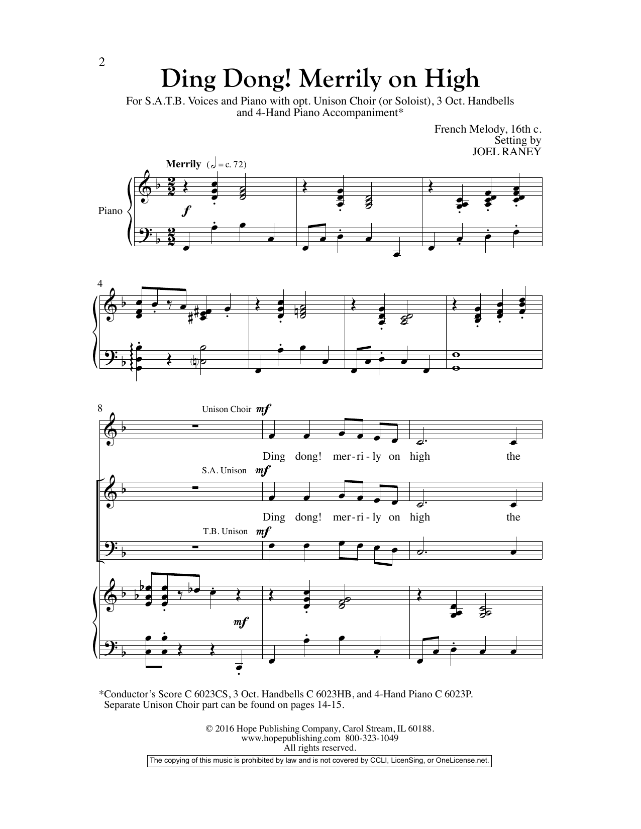 Joel Raney Ding Dong! Merrily On High Sheet Music Notes & Chords for Choir - Download or Print PDF