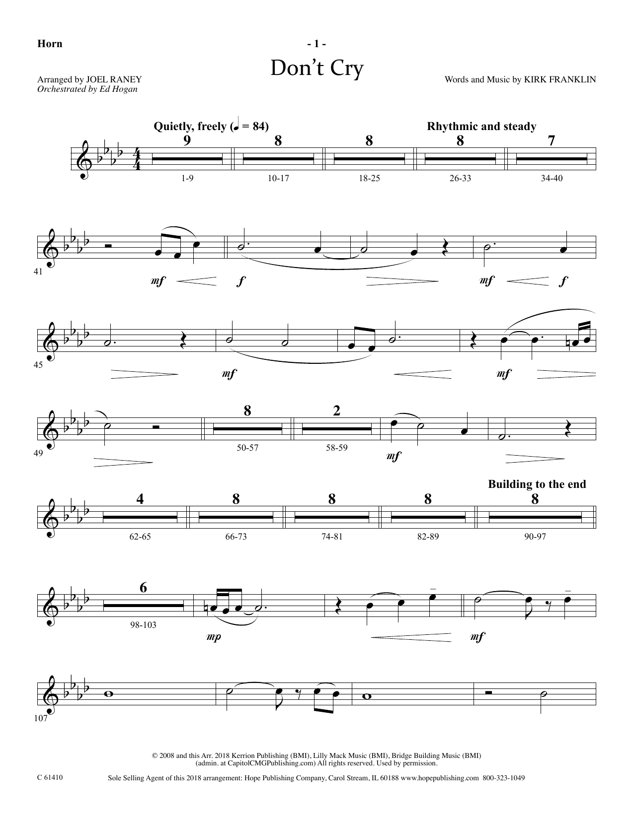 Joel Raney Don't Cry - Flugelhorn Solo Sheet Music Notes & Chords for Choir Instrumental Pak - Download or Print PDF