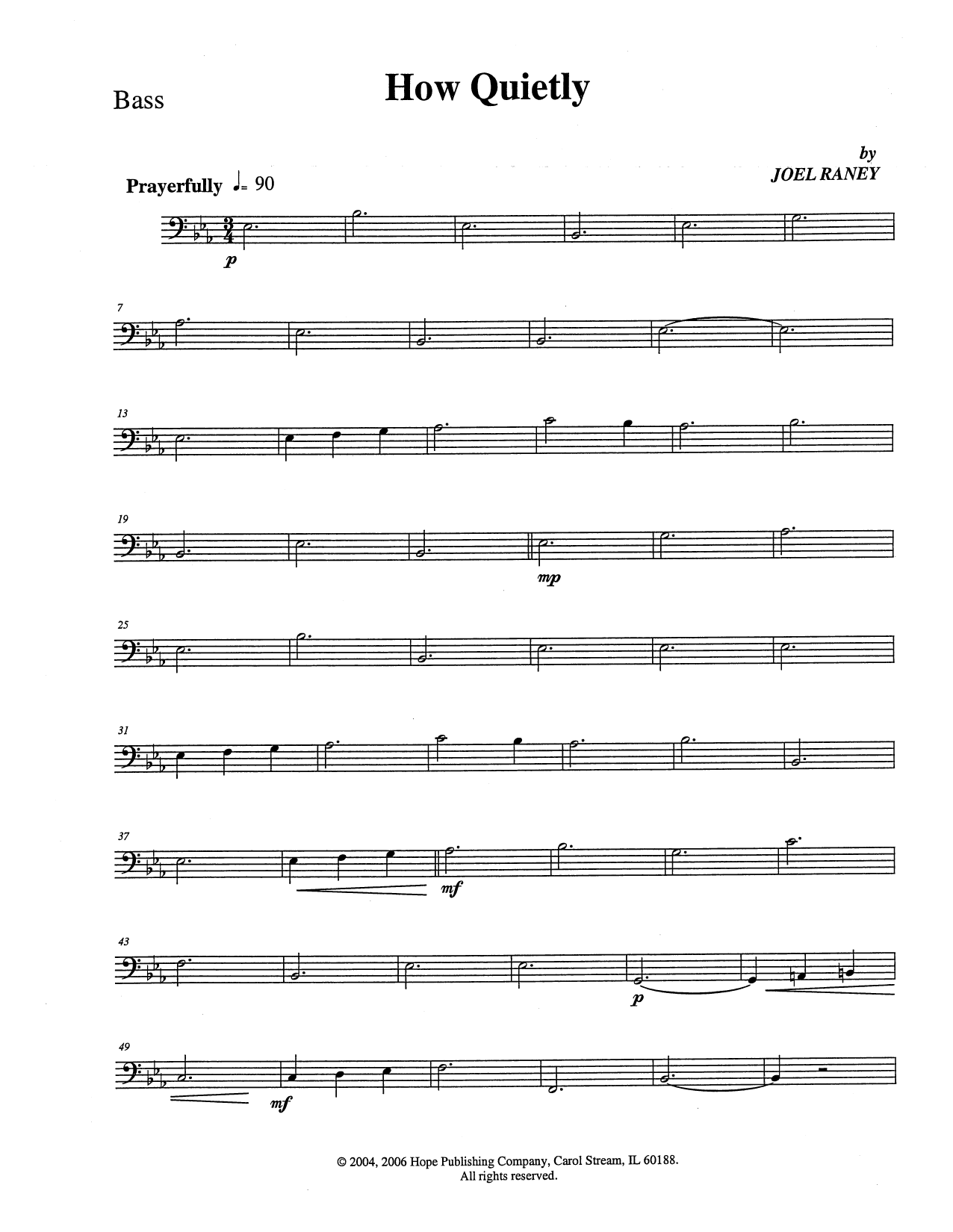 Joel Raney How Quietly - Bass Sheet Music Notes & Chords for Choir Instrumental Pak - Download or Print PDF