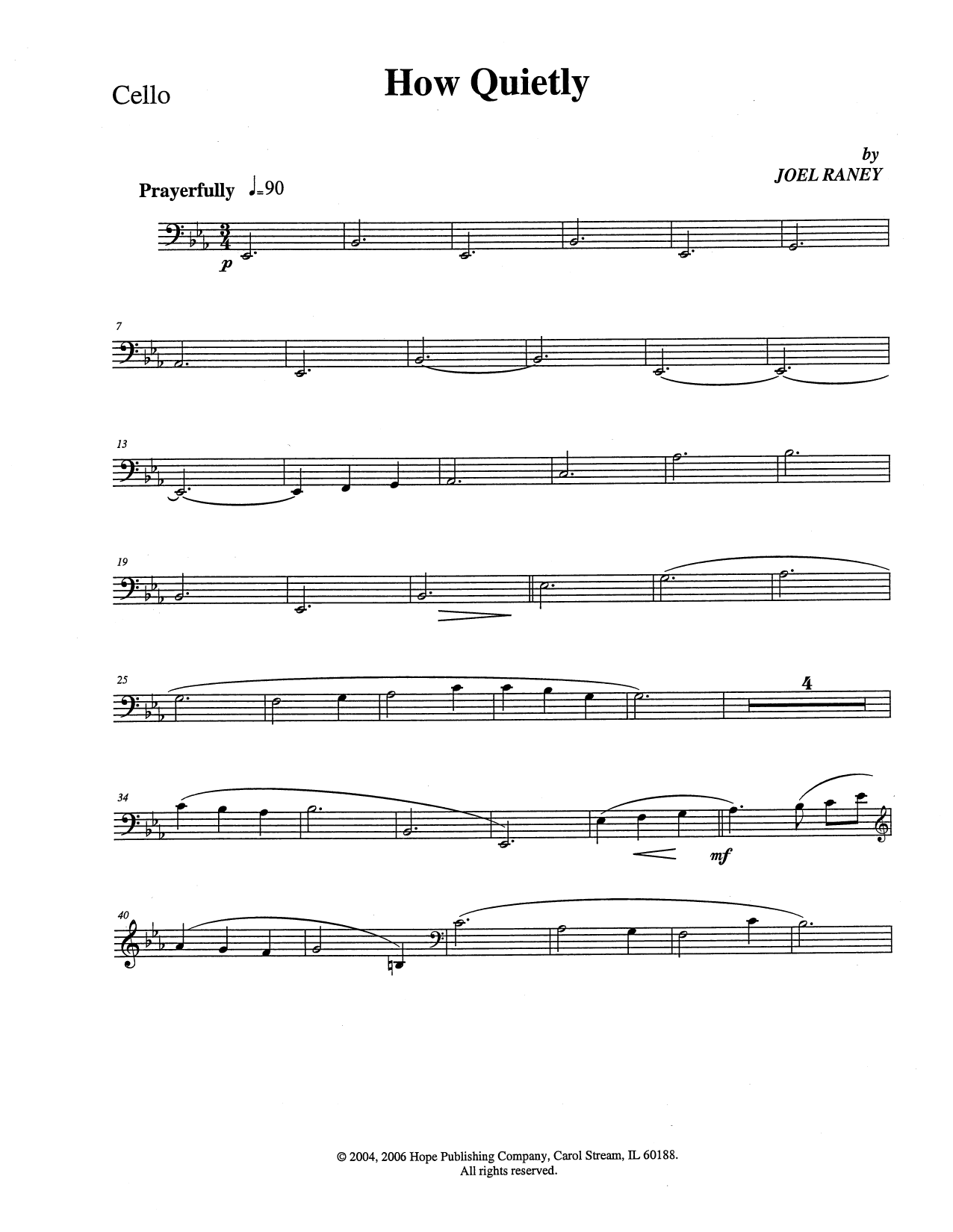 Joel Raney How Quietly - Cello Sheet Music Notes & Chords for Choir Instrumental Pak - Download or Print PDF