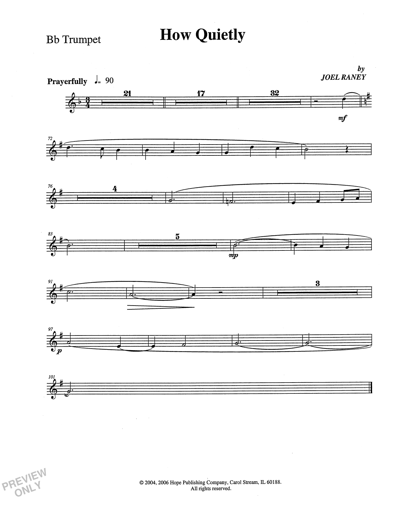 Joel Raney How Quietly - Trumpet Sheet Music Notes & Chords for Choir Instrumental Pak - Download or Print PDF