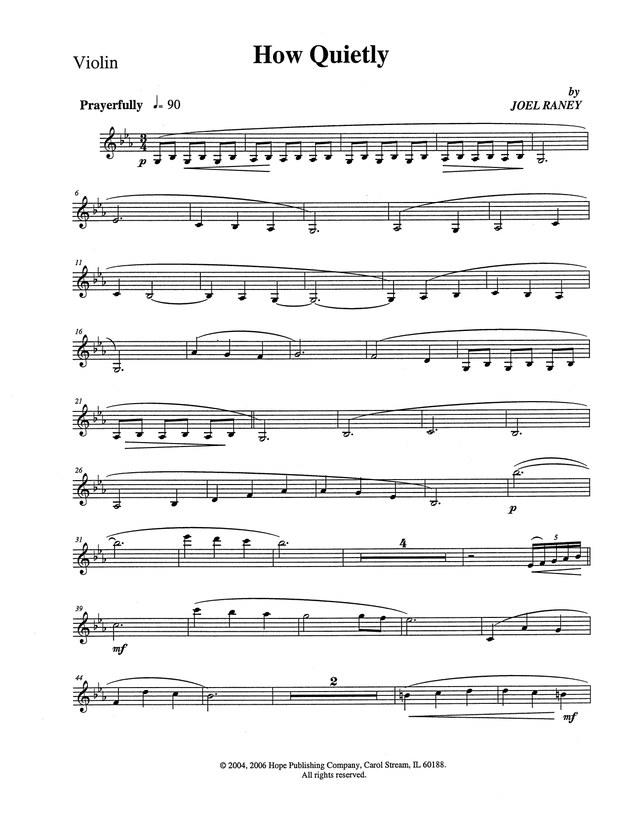 Joel Raney How Quietly - Violin Sheet Music Notes & Chords for Choir Instrumental Pak - Download or Print PDF
