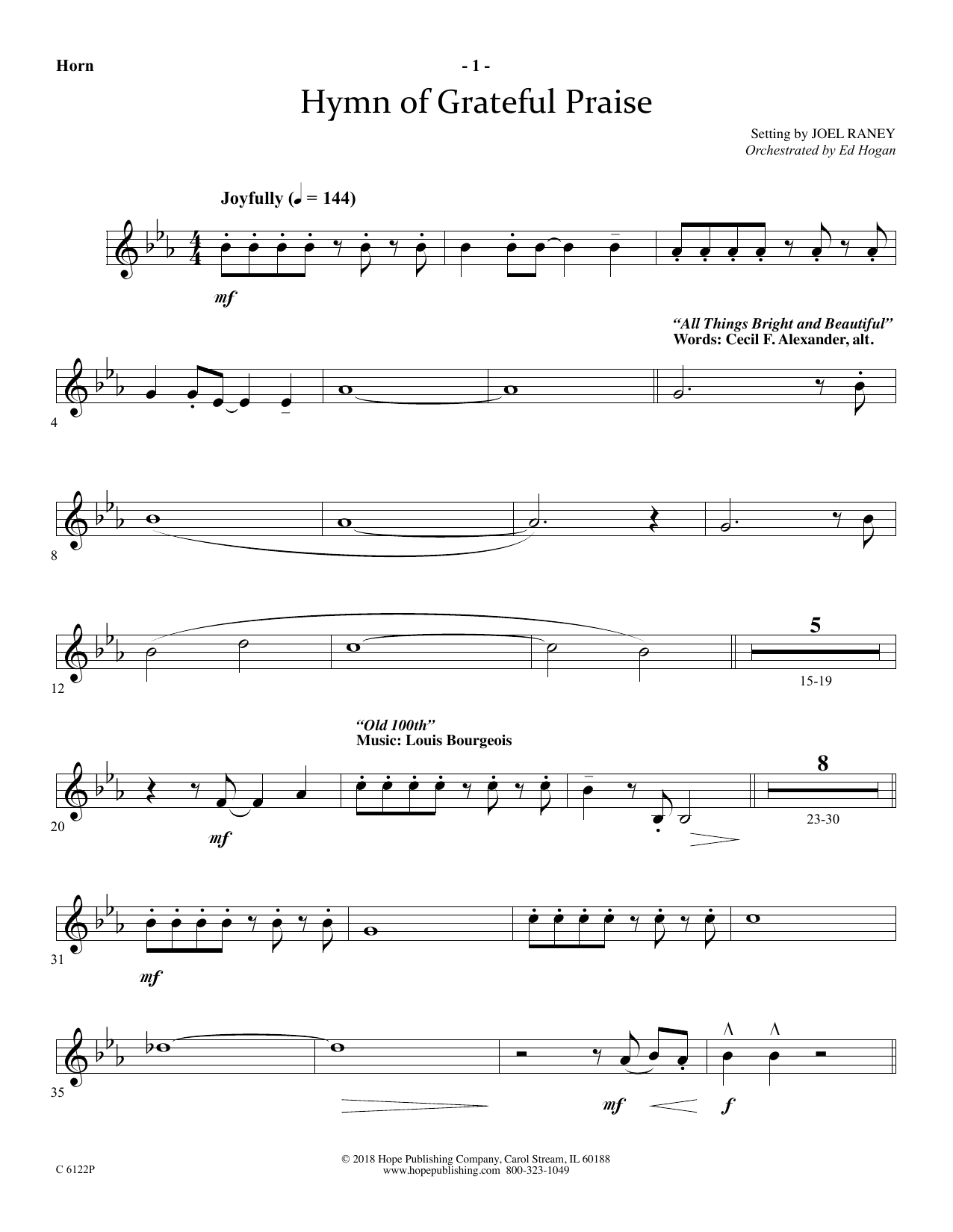 Joel Raney Hymn Of Grateful Praise - Flugelhorn Solo Sheet Music Notes & Chords for Choir Instrumental Pak - Download or Print PDF