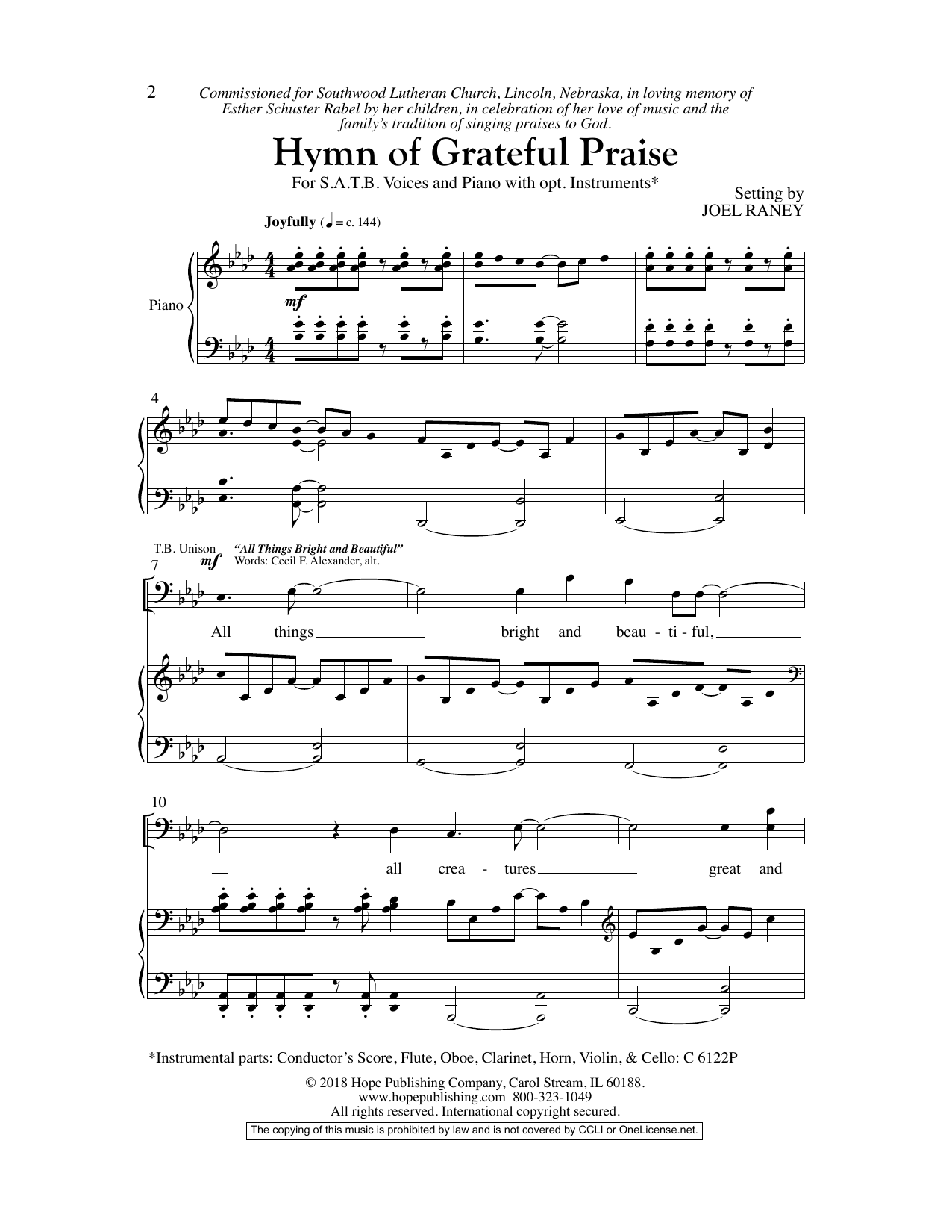 Joel Raney Hymn Of Grateful Praise Sheet Music Notes & Chords for Choral - Download or Print PDF