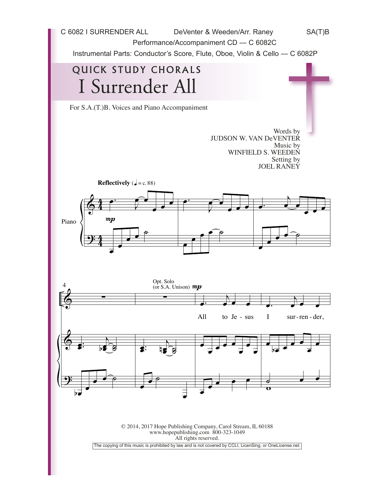 Joel Raney I Surrender All Sheet Music Notes & Chords for Choir - Download or Print PDF
