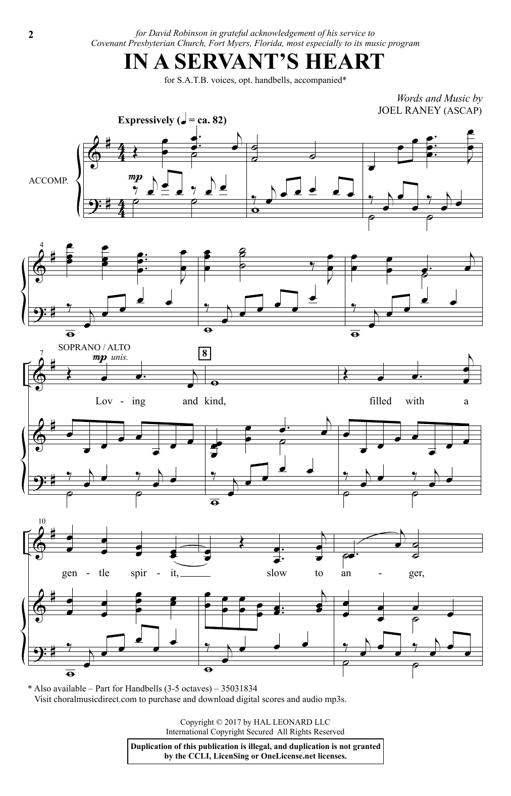 Joel Raney In A Servant's Heart Sheet Music Notes & Chords for SATB - Download or Print PDF