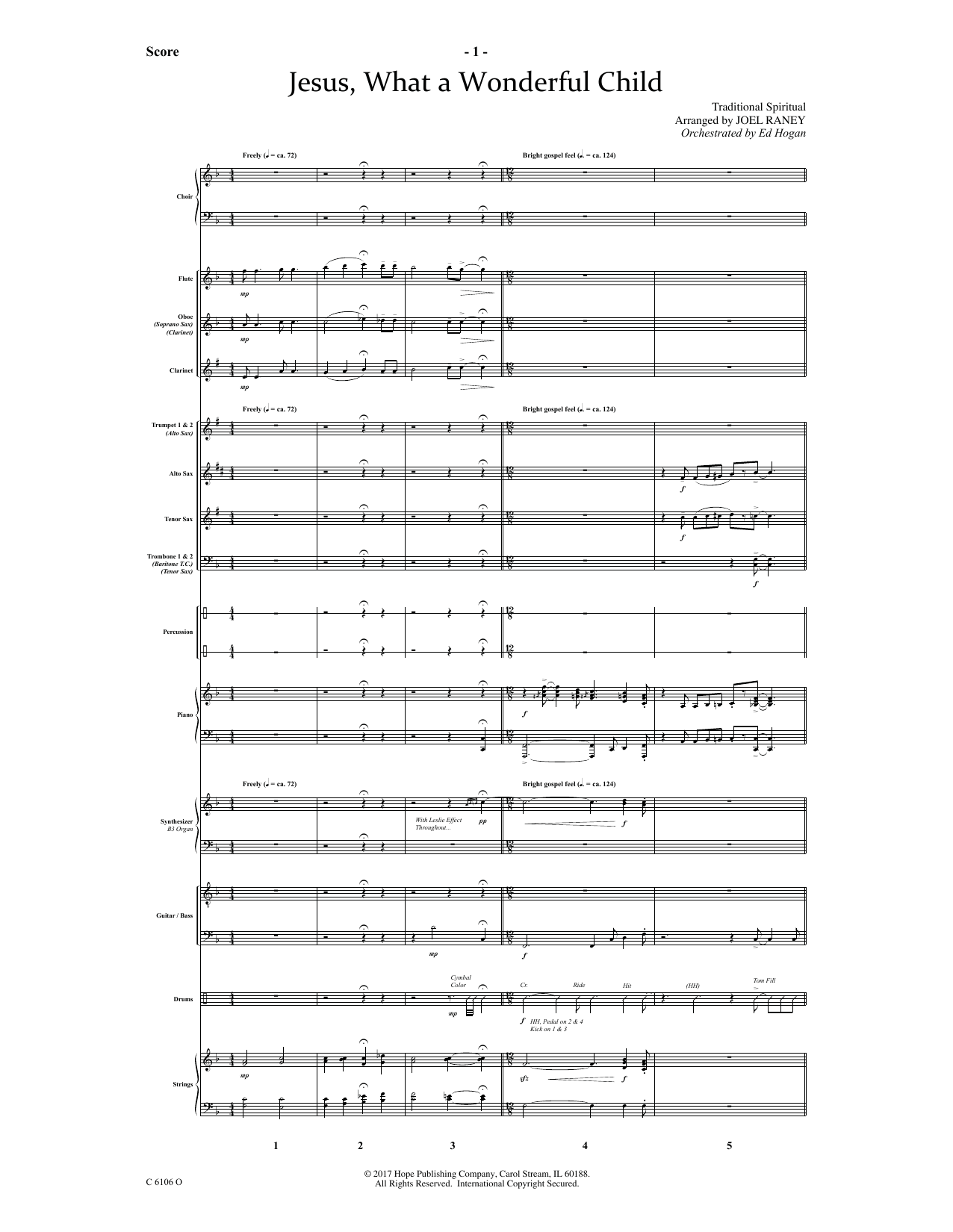 Joel Raney Jesus, What a Wonderful Child - Full Score Sheet Music Notes & Chords for Choir Instrumental Pak - Download or Print PDF