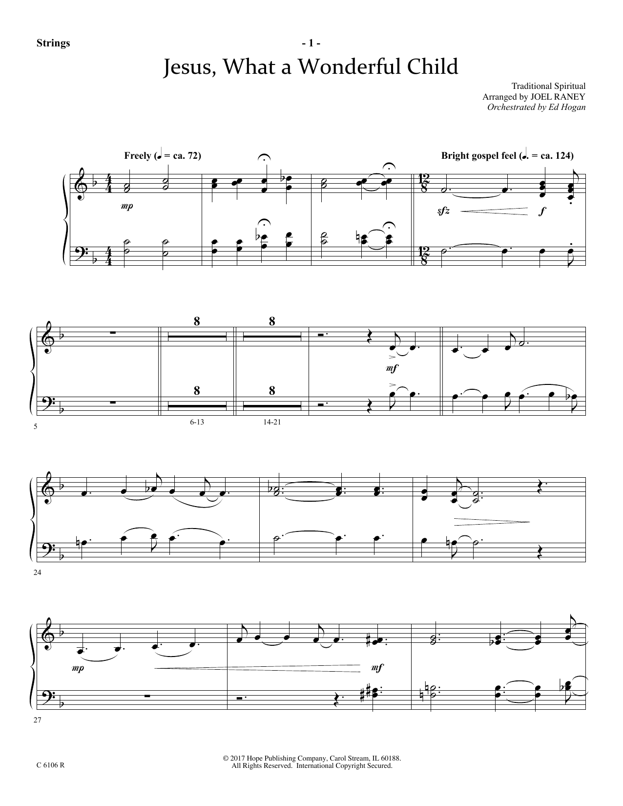 Joel Raney Jesus, What a Wonderful Child - Keyboard String Reduction Sheet Music Notes & Chords for Choir Instrumental Pak - Download or Print PDF