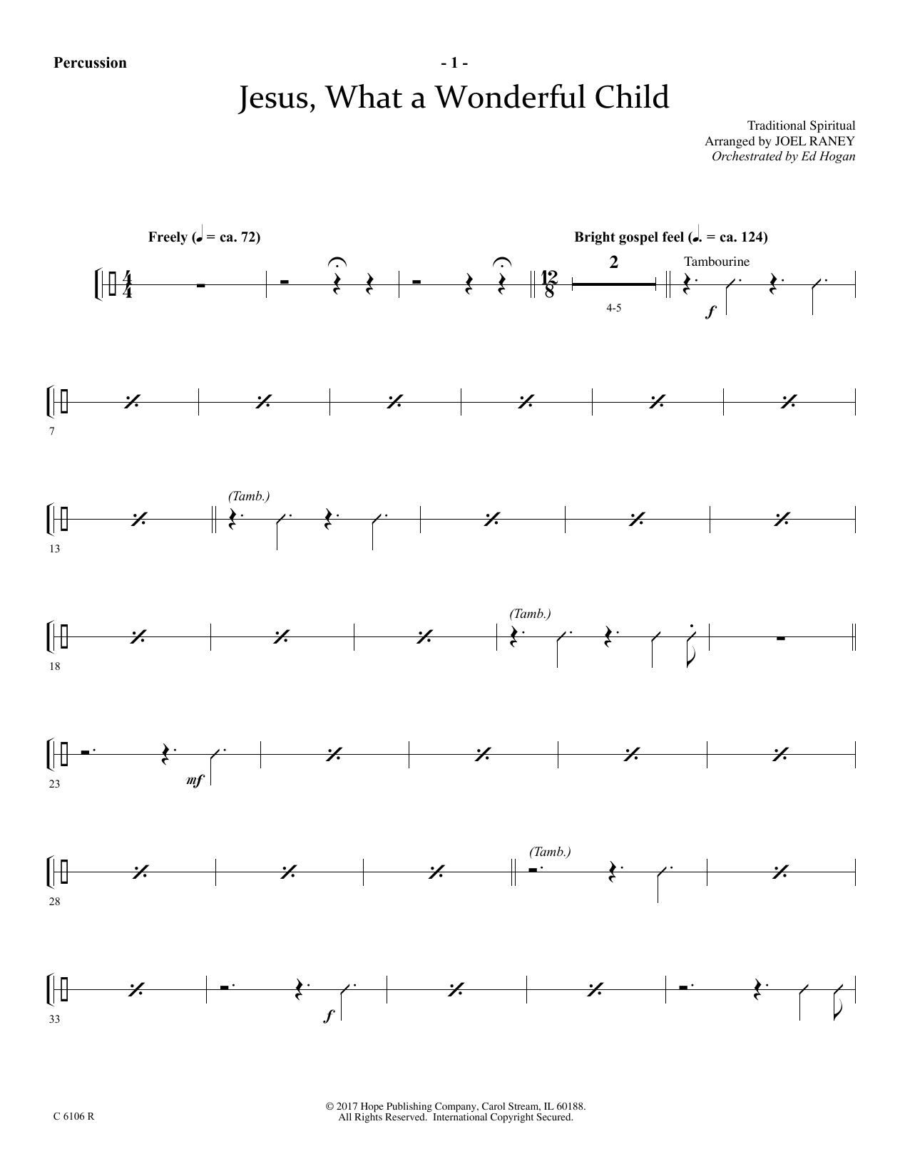 Joel Raney Jesus, What a Wonderful Child - Percussion Sheet Music Notes & Chords for Choir Instrumental Pak - Download or Print PDF