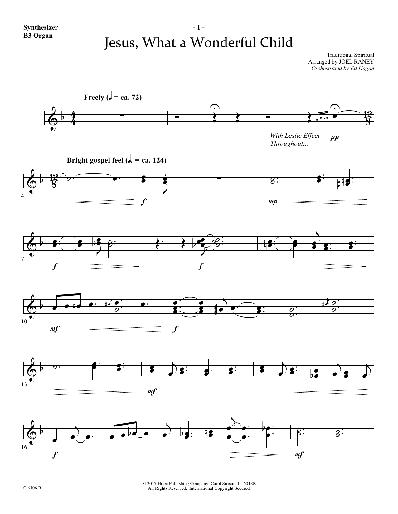 Joel Raney Jesus, What a Wonderful Child - Synthesizer Sheet Music Notes & Chords for Choir Instrumental Pak - Download or Print PDF