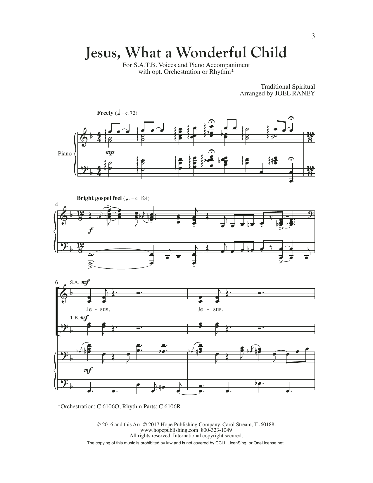 Joel Raney Jesus, What a Wonderful Child Sheet Music Notes & Chords for Choir - Download or Print PDF