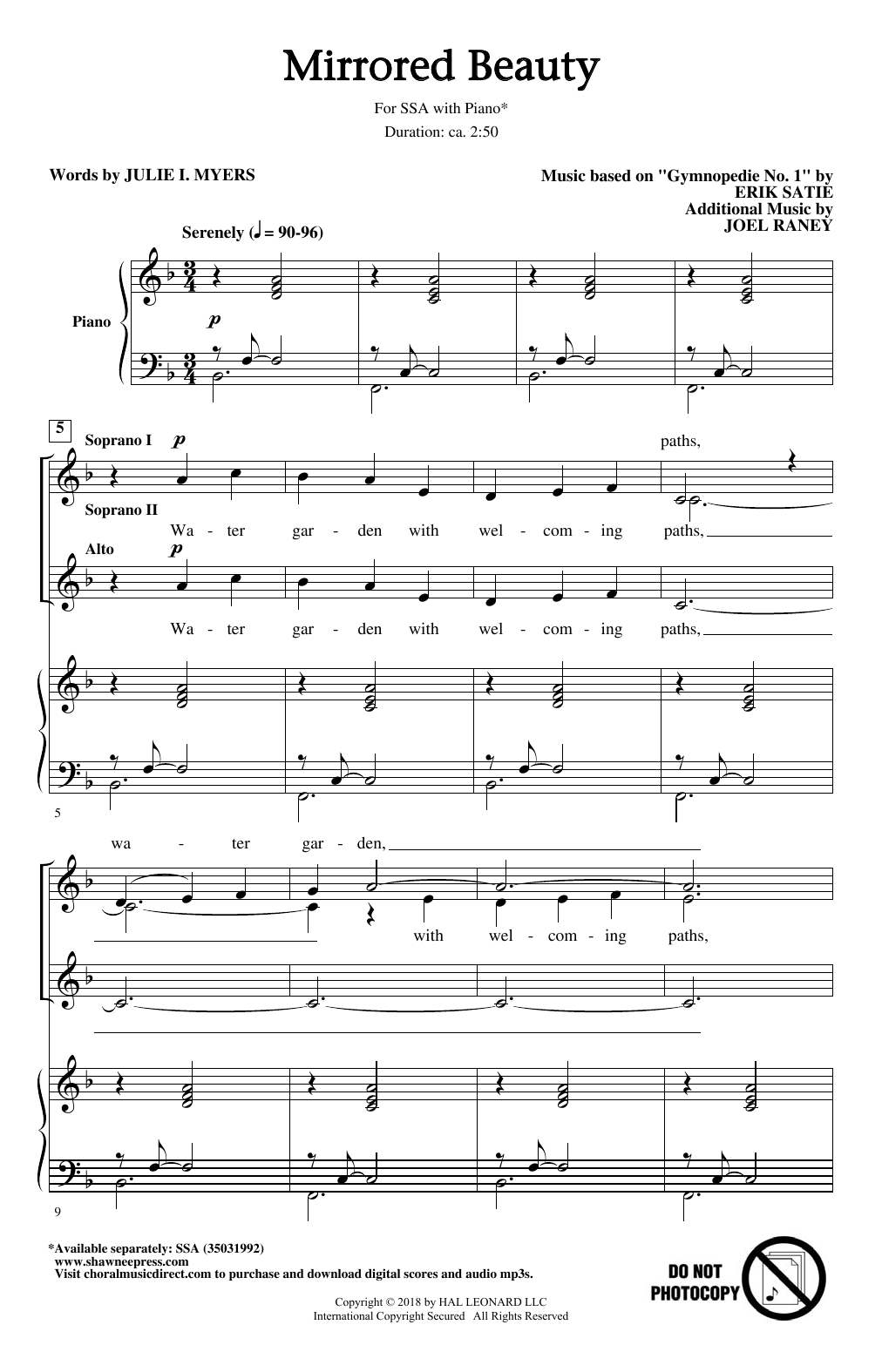 Joel Raney Mirrored Beauty Sheet Music Notes & Chords for SSA - Download or Print PDF