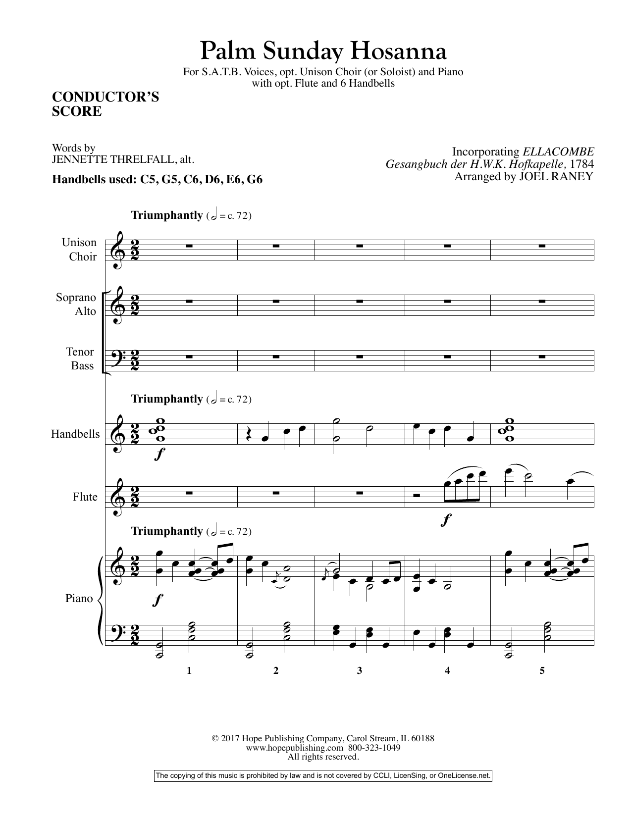 Joel Raney Palm Sunday Hosanna - Full Score Sheet Music Notes & Chords for Choir Instrumental Pak - Download or Print PDF
