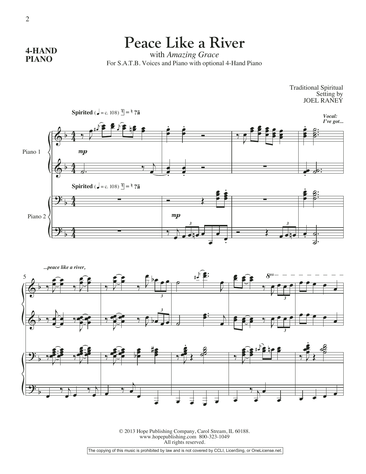 Joel Raney Peace Like A River - Piano Accompaniment Sheet Music Notes & Chords for Choir Instrumental Pak - Download or Print PDF
