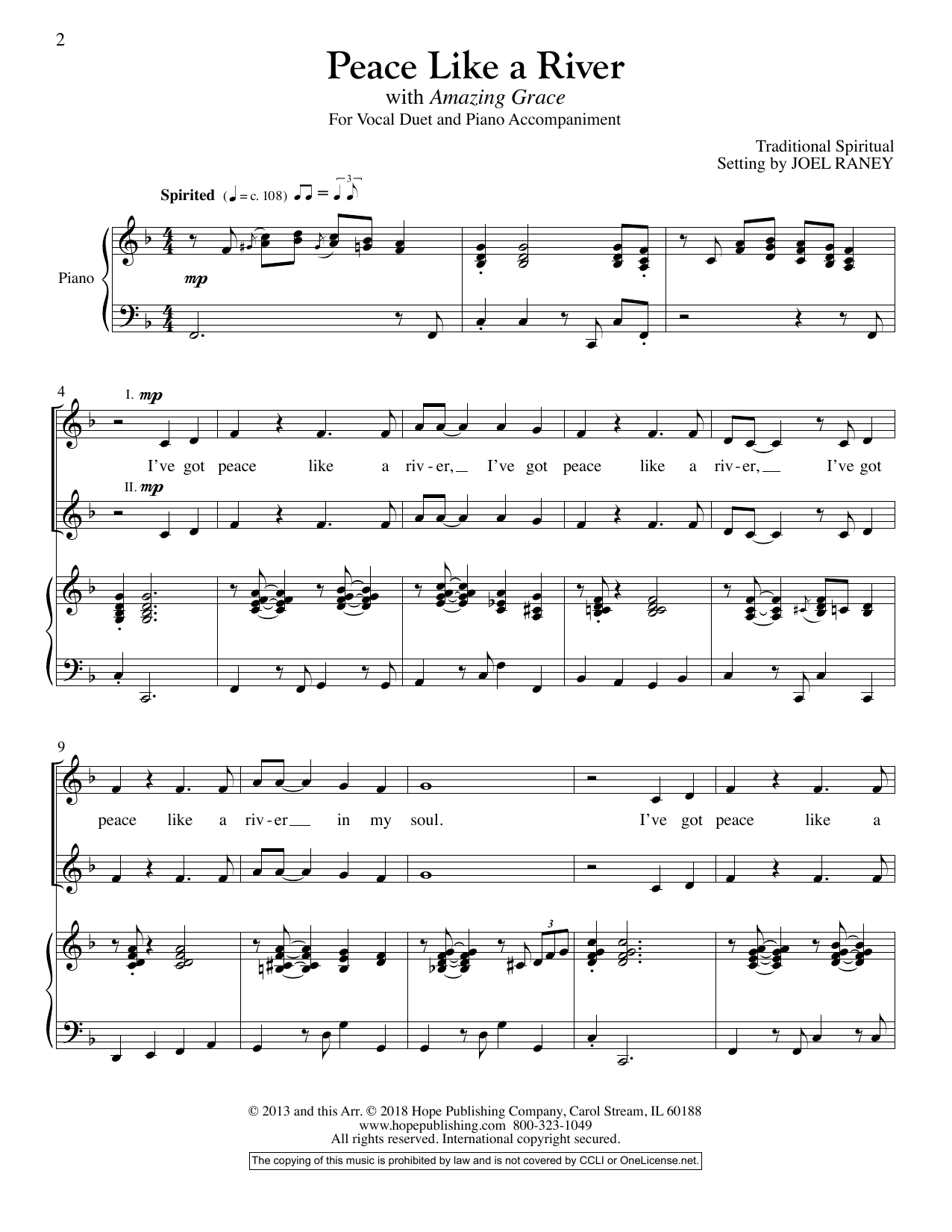Joel Raney Peace Like A River Sheet Music Notes & Chords for Vocal Duet - Download or Print PDF