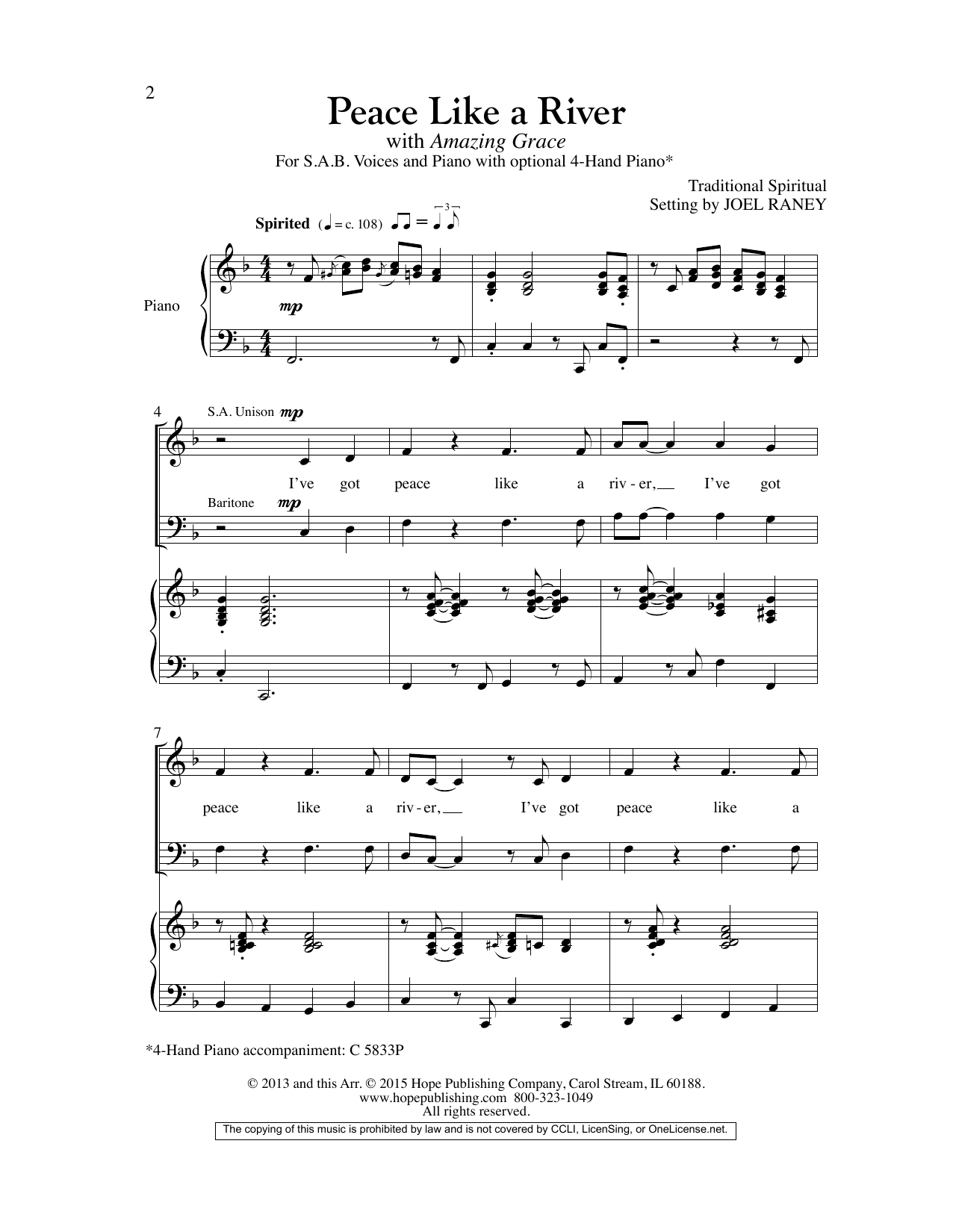 Joel Raney Peace Like A River (with Amazing Grace) Sheet Music Notes & Chords for Choral - Download or Print PDF