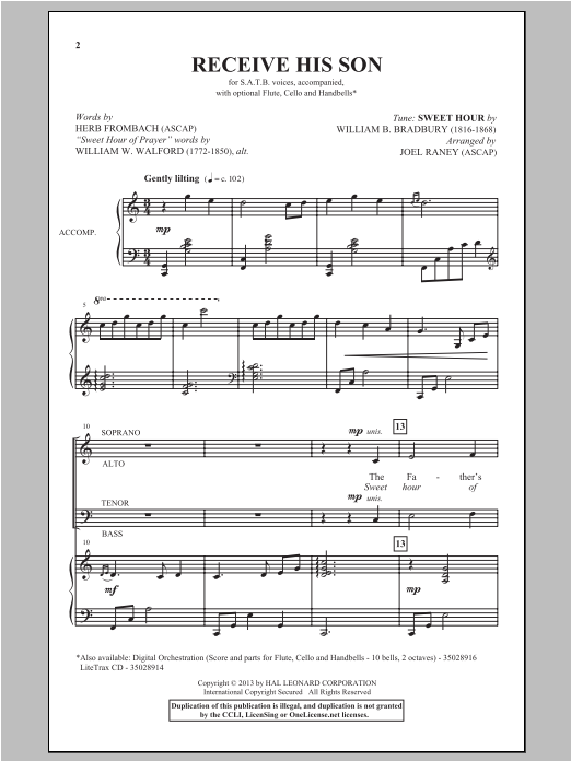 Joel Raney Receive His Son Sheet Music Notes & Chords for SATB - Download or Print PDF